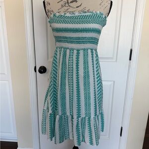 Cupshe Strapless Dress in Teal and White